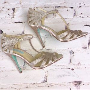 Betsey Johnson Gold Glitter Heels